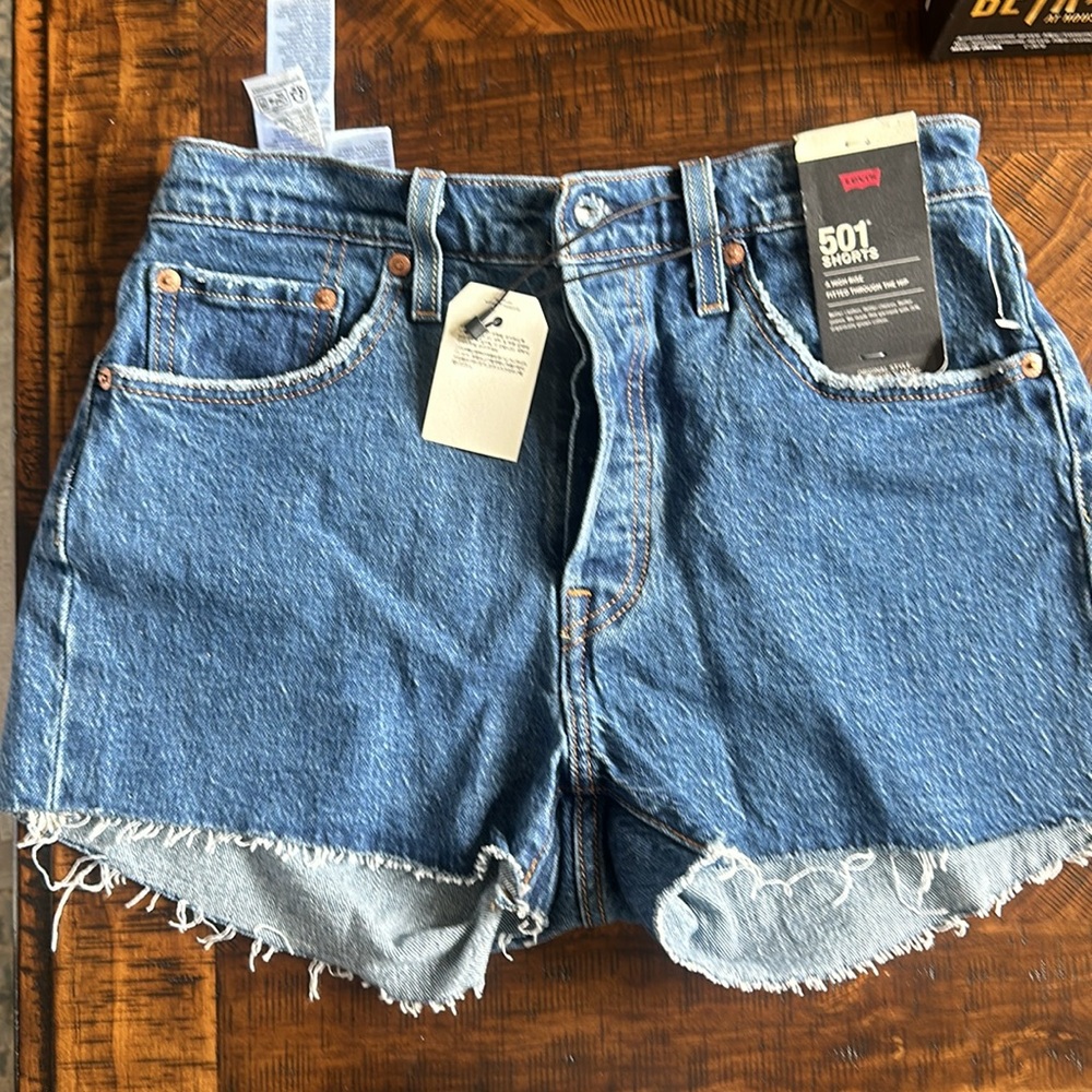 Levi's Ribcage High Waisted Jean Cut Off Shorts Charleston Erosion